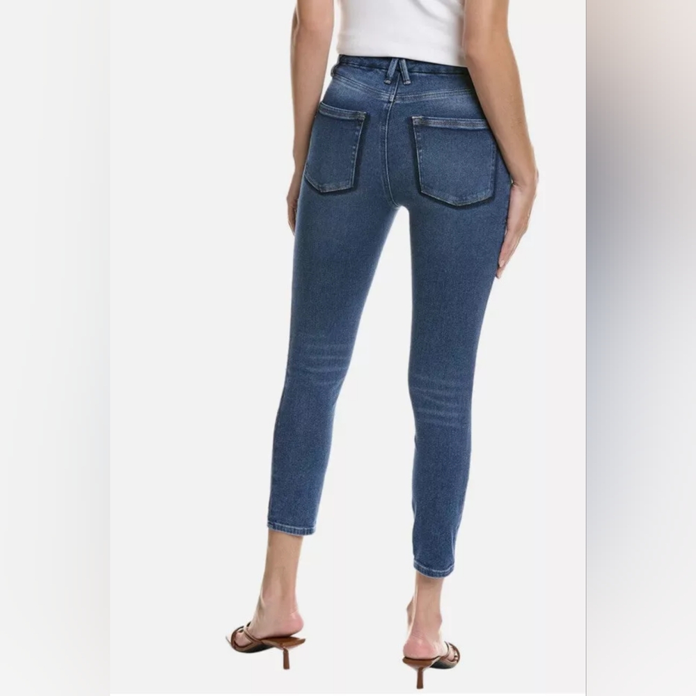 NWT Good American- Good Waist Ripped Crop Skinny Jeans- Blue-Sz 8/29